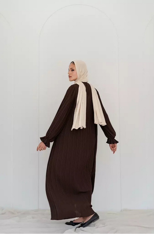 Chocolate Brown Pleated Dress