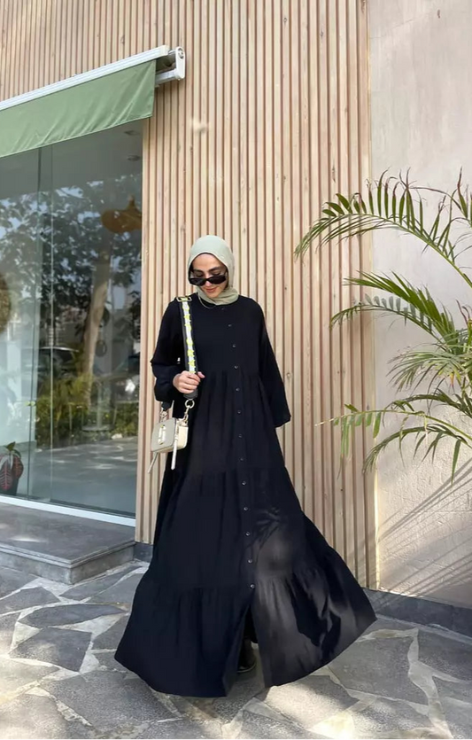 Layered buttoned Abaya