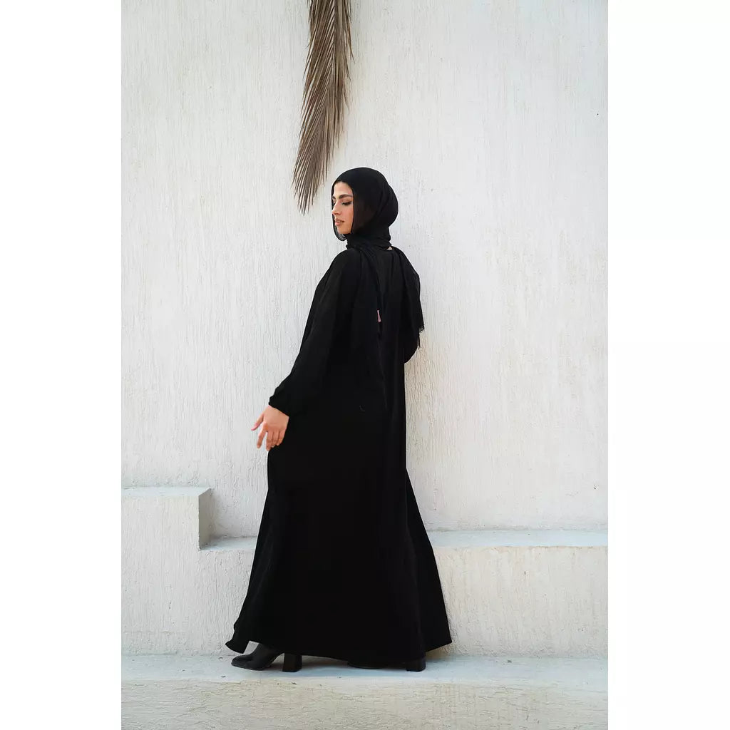 Basic Zipper Abaya In Black