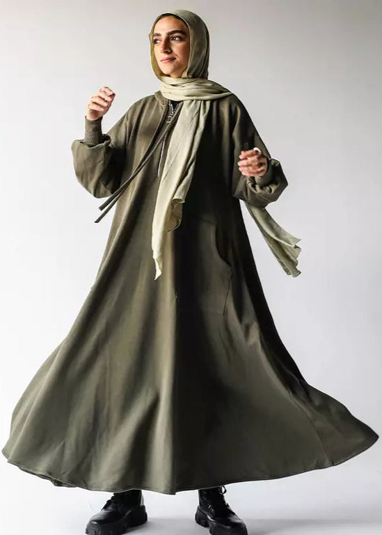 Milton Hoodie Dress In Olive