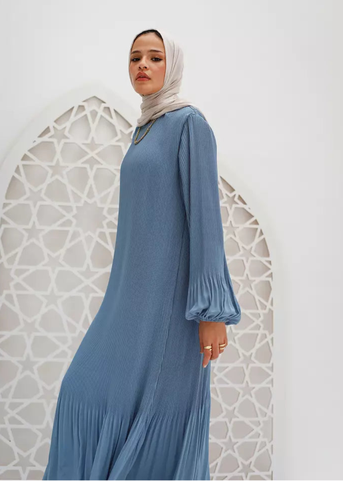 Dreamy Swirl Dress In Sky Blue