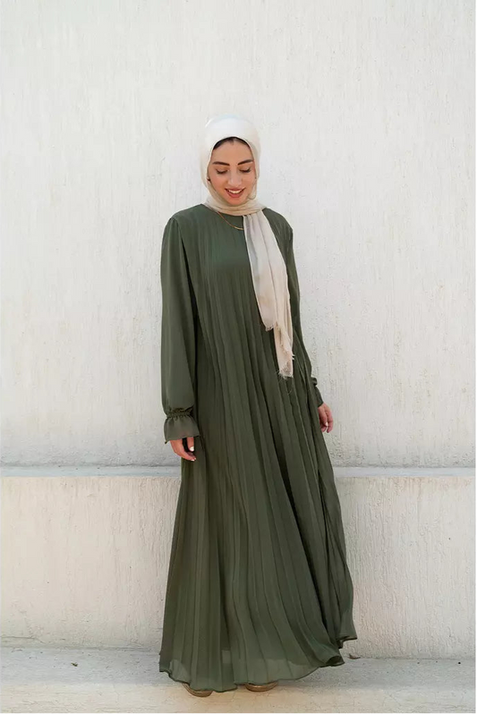 Olive Cloach Pleated Dress