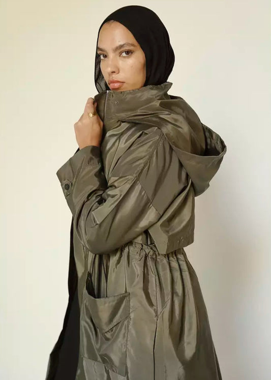 Waterproof Trench Coat in Olive