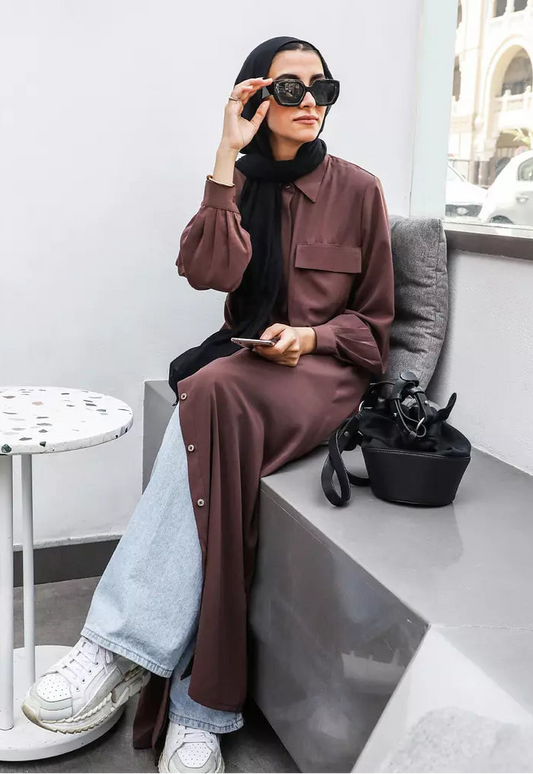 Brown Basic Crepe Shirt