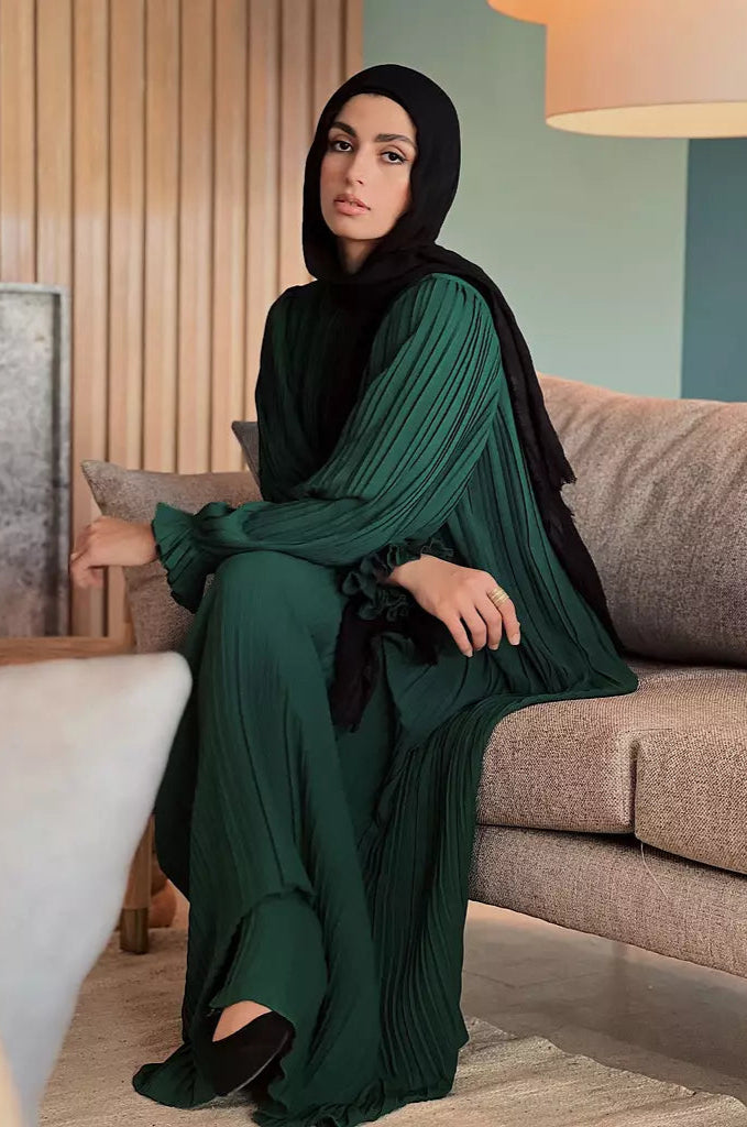 Pleated Dress In Green