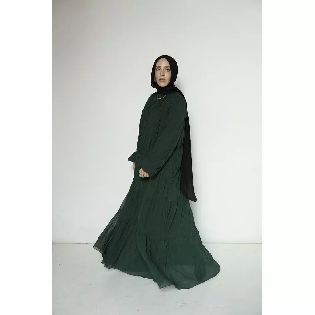 Crushed Flowy Dress in Green