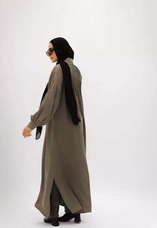 Office Sleek Shirt Dress in olive