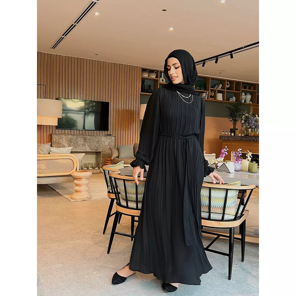 Pleated Dress In Black