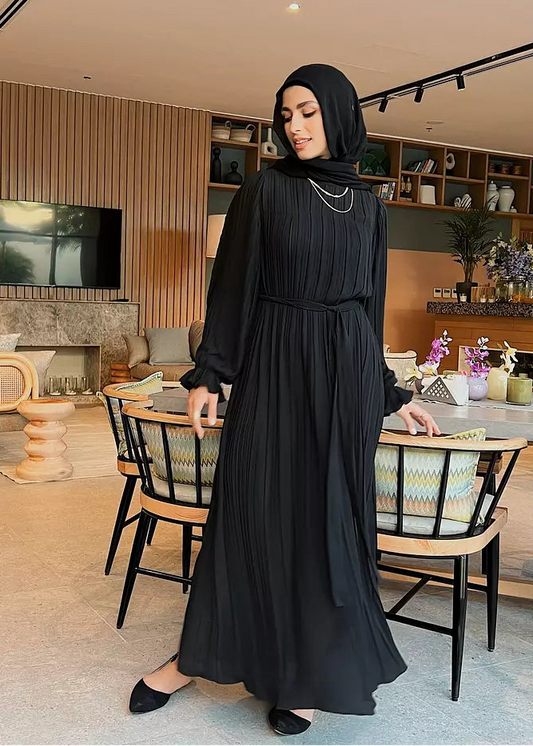 Pleated Dress In Black