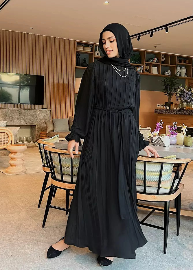 Pleated Dress In Black
