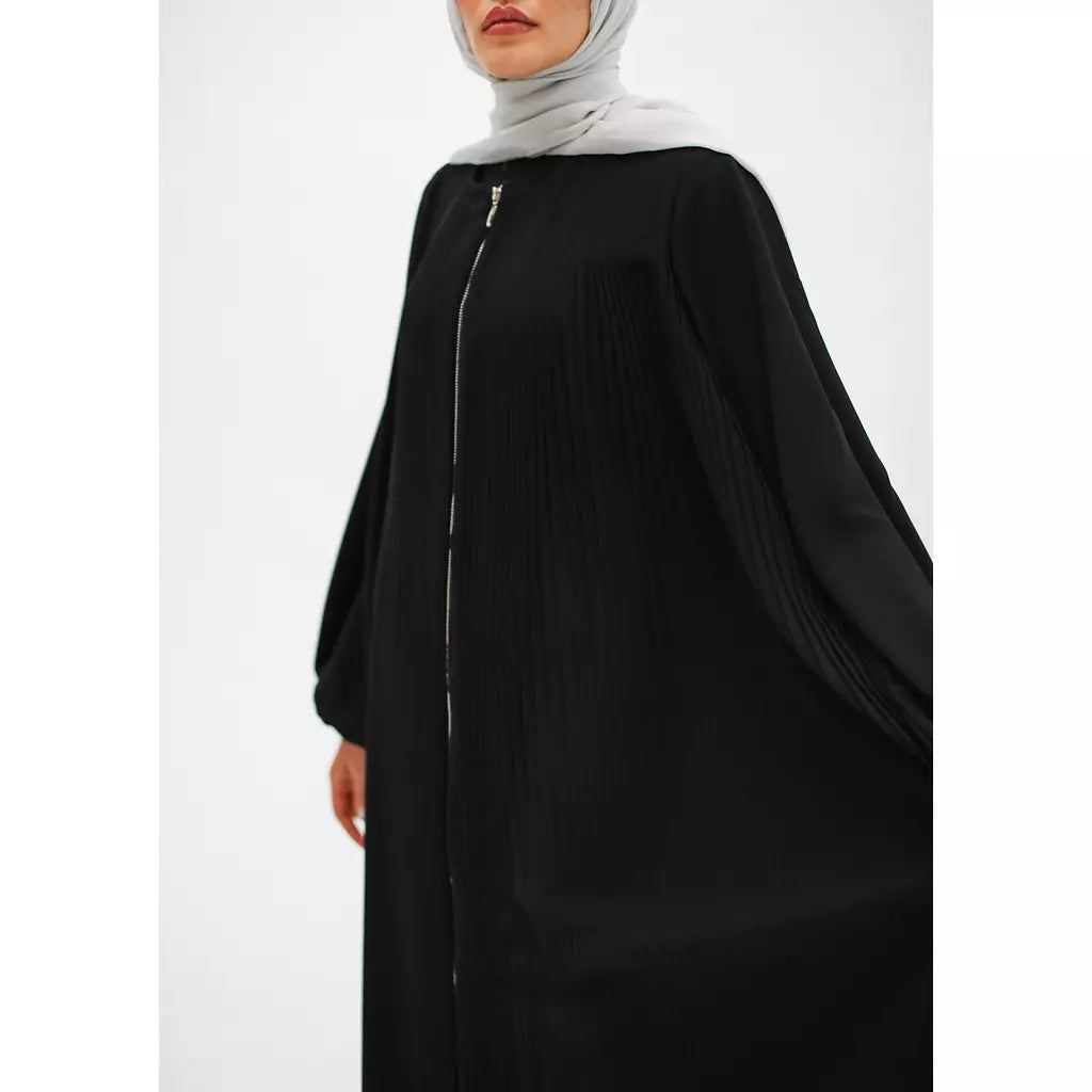 Full Zipper Pleated Abaya