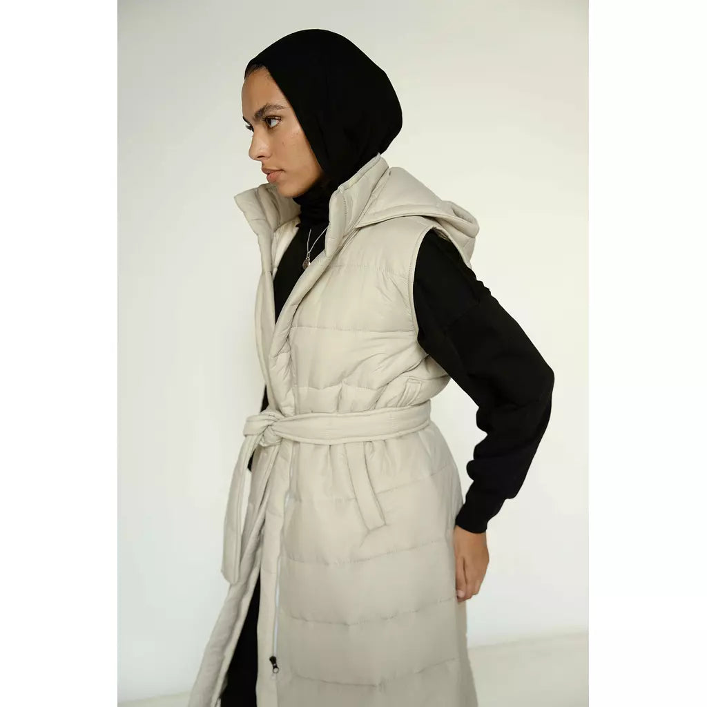 Puffer Vest In Beige