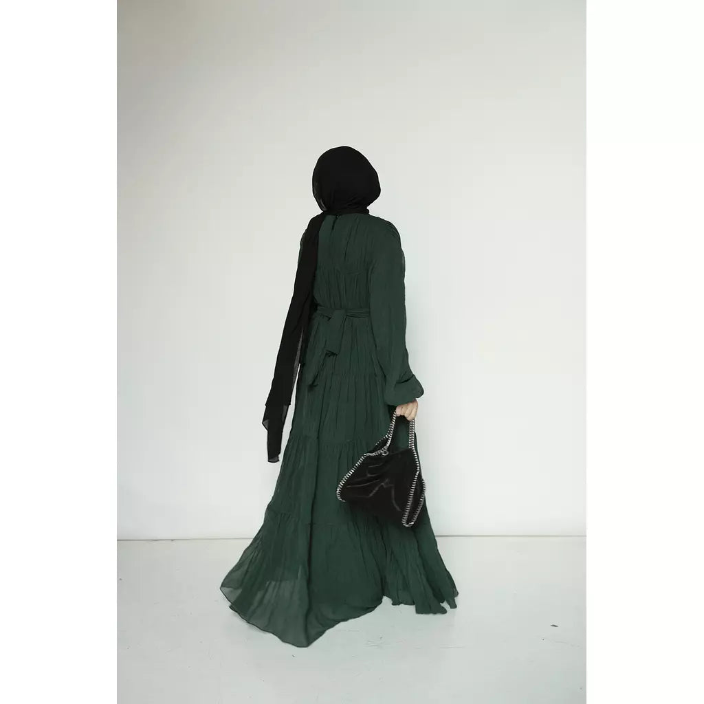 Crushed Flowy Dress in Green