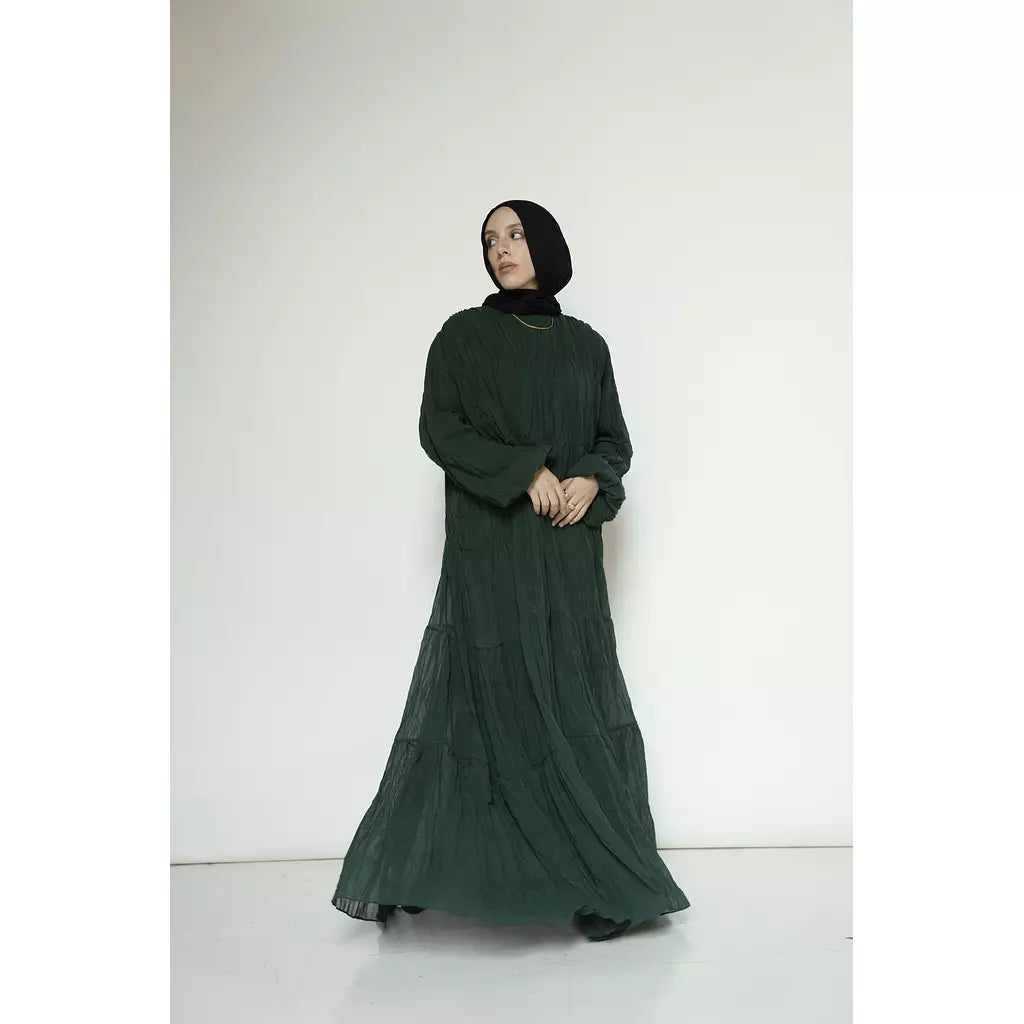 Crushed Flowy Dress in Green