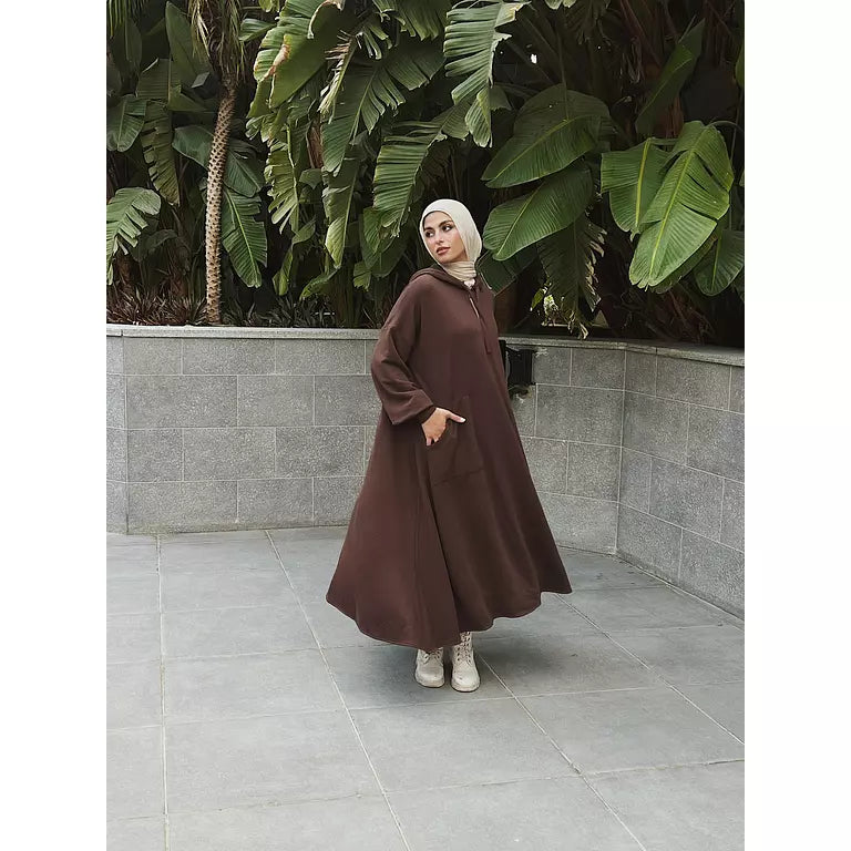 Milton Hoodie Dress In Brown