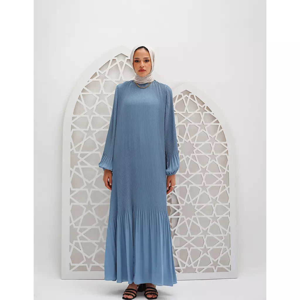 Dreamy Swirl Dress In Sky Blue