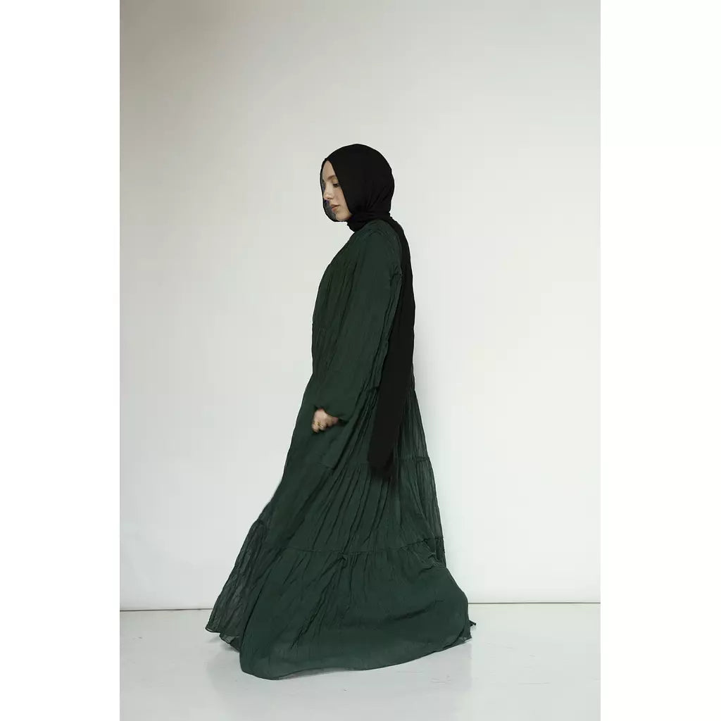 Crushed Flowy Dress in Green