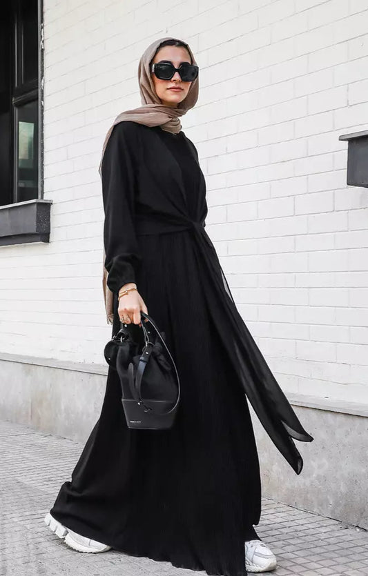 Front Knot Pleated Abaya