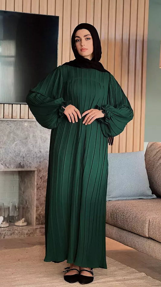 Green Pleated Dress