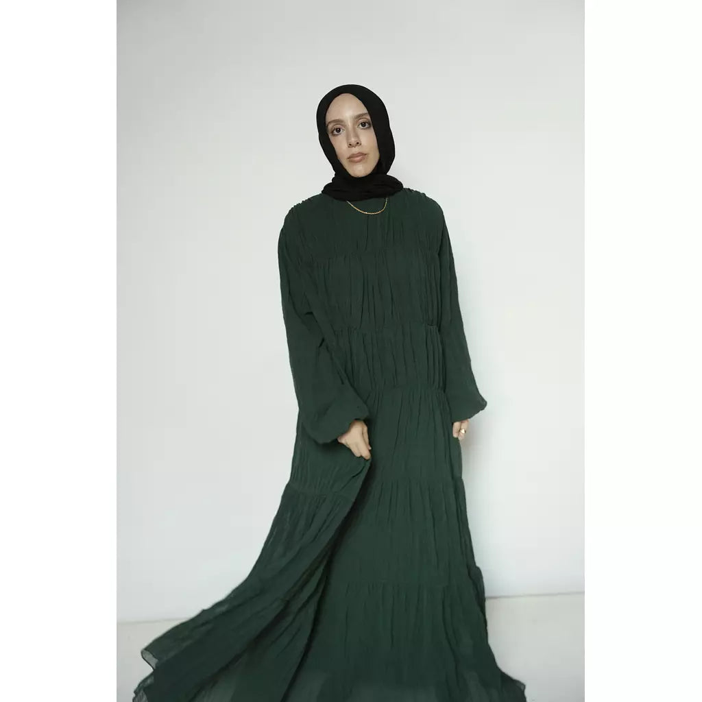 Crushed Flowy Dress in Green
