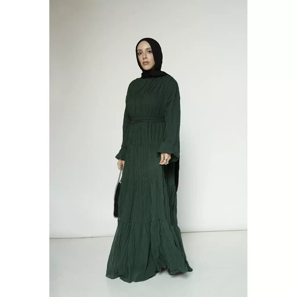 Crushed Flowy Dress in Green