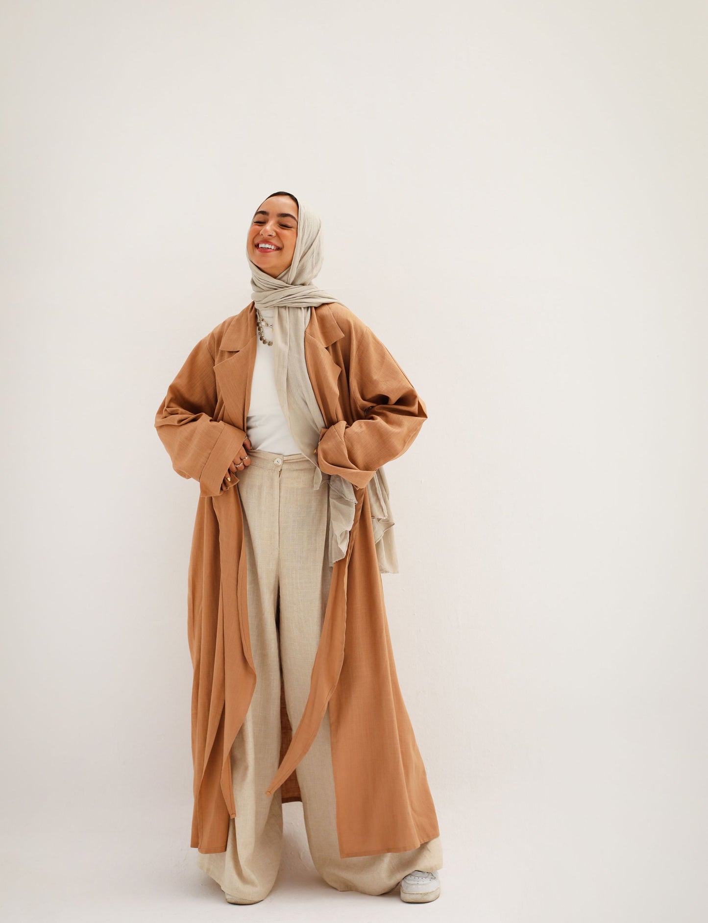 Desk-to-dinner Kimono in Camel