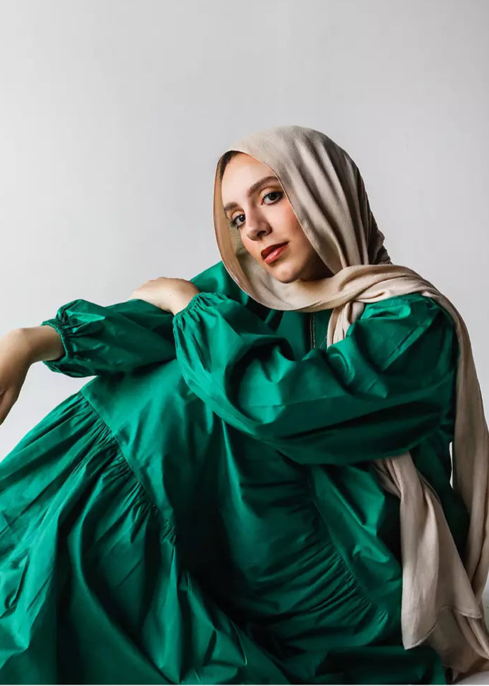 Poplin Gypsy Dress Green