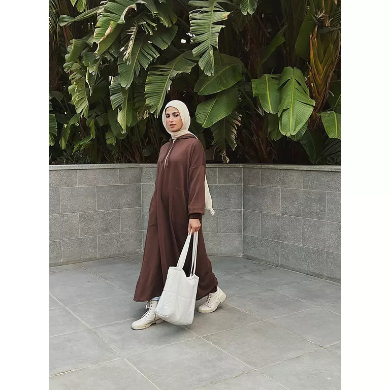 Milton Hoodie Dress In Brown