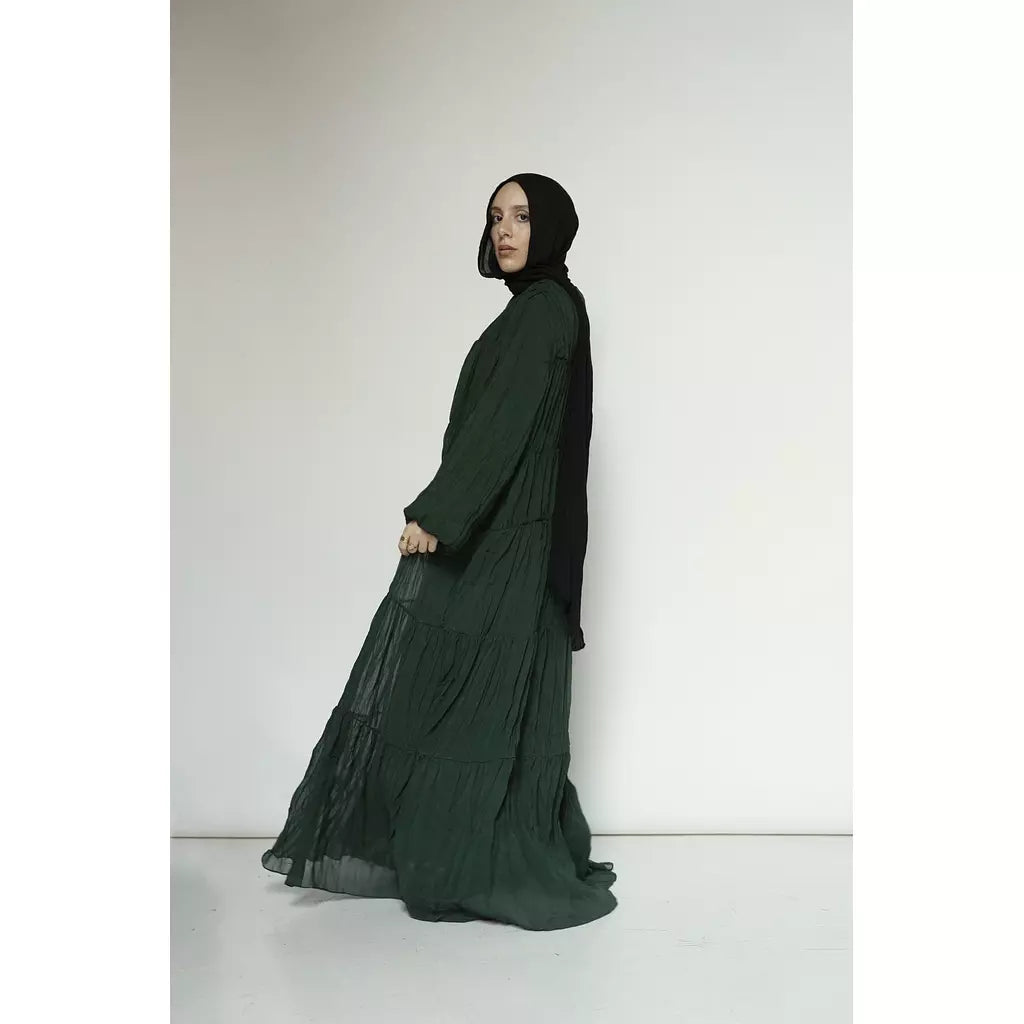 Crushed Flowy Dress in Green