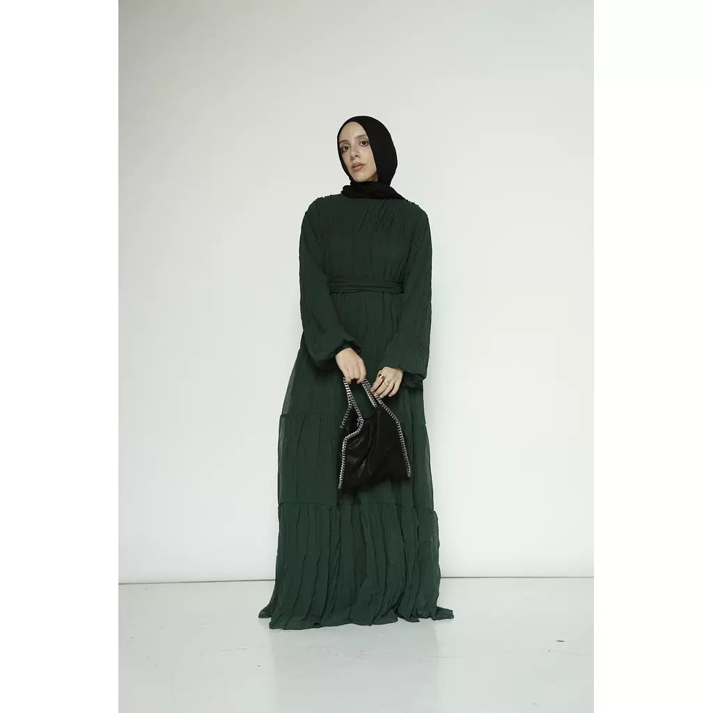 Crushed Flowy Dress in Green