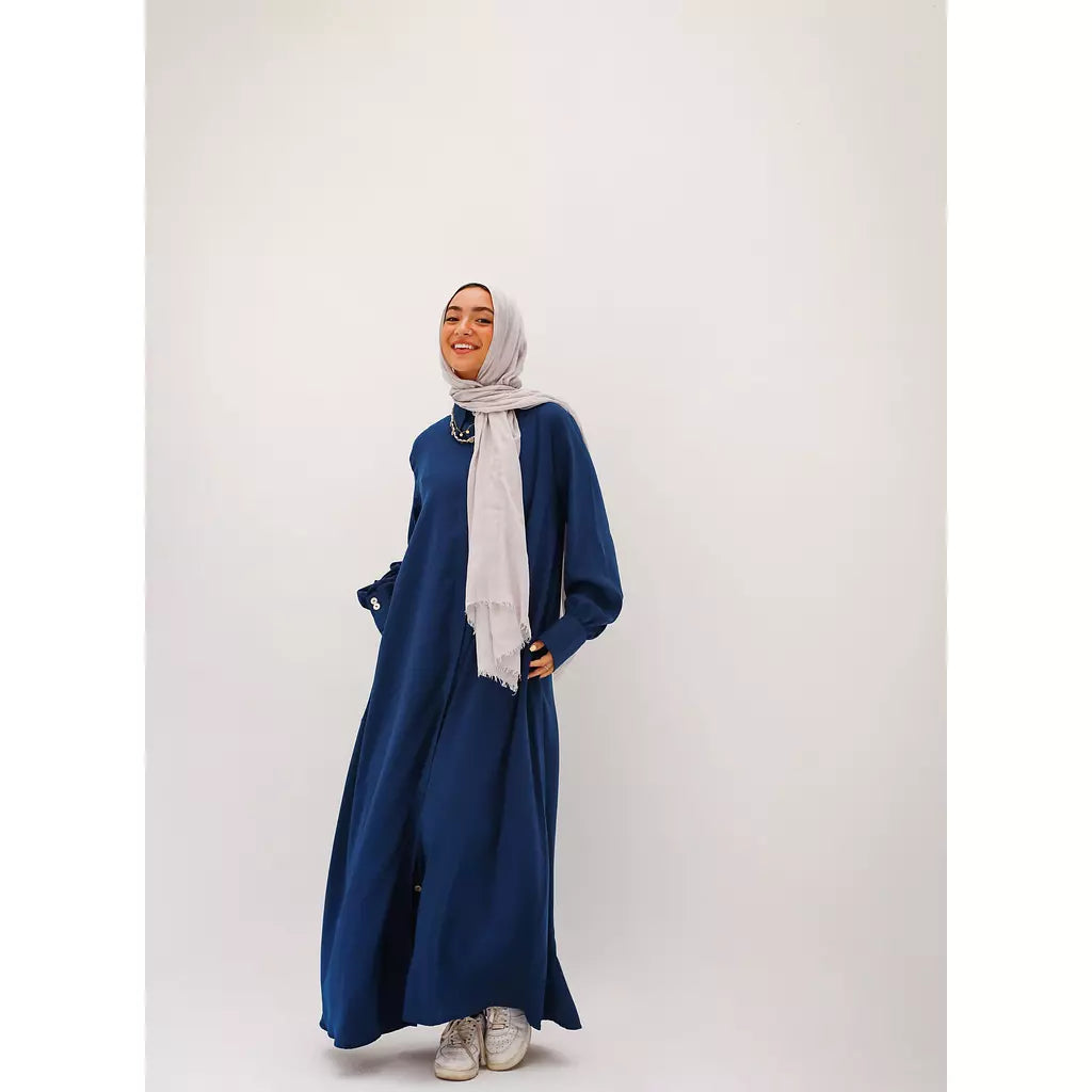 9-5 Elegance Shirt Dress In Navy Blue