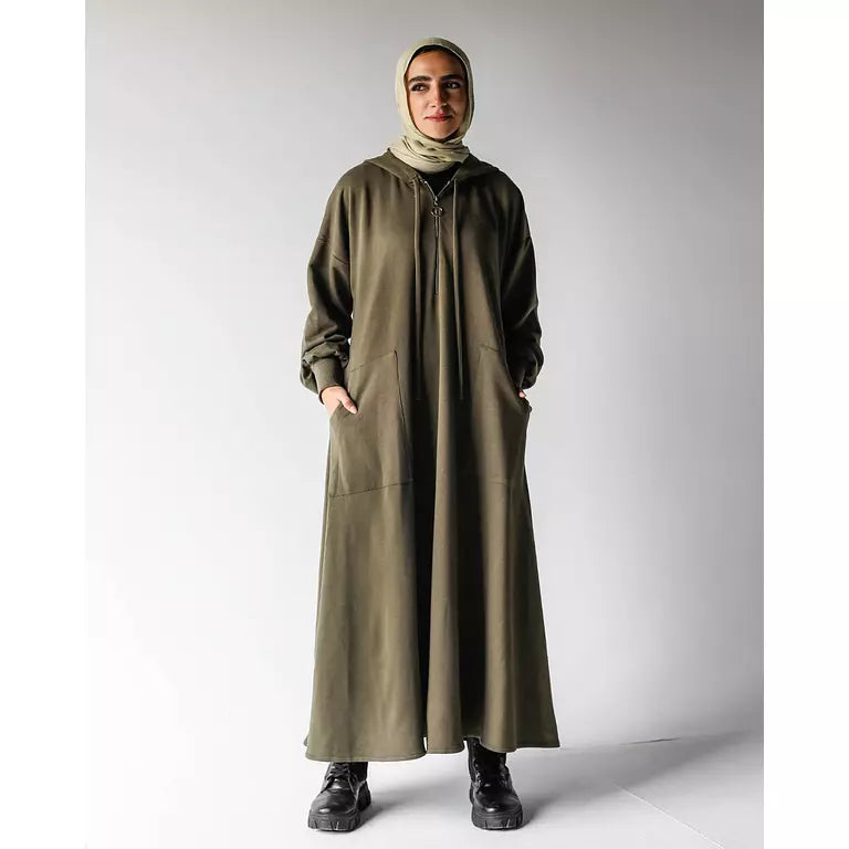 Milton Hoodie Dress In Olive
